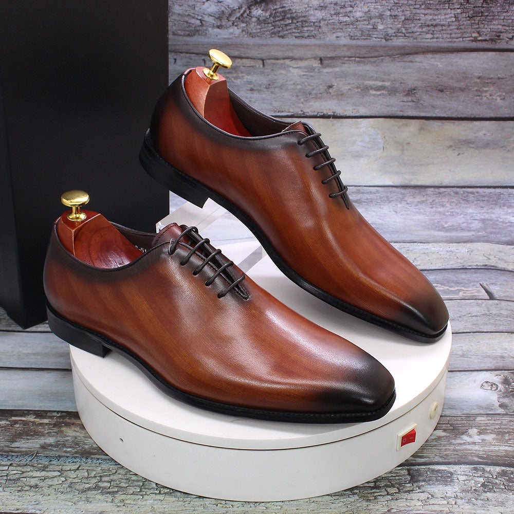 Men Leather Handmade Dress Oxford Shoes-RAIIFY