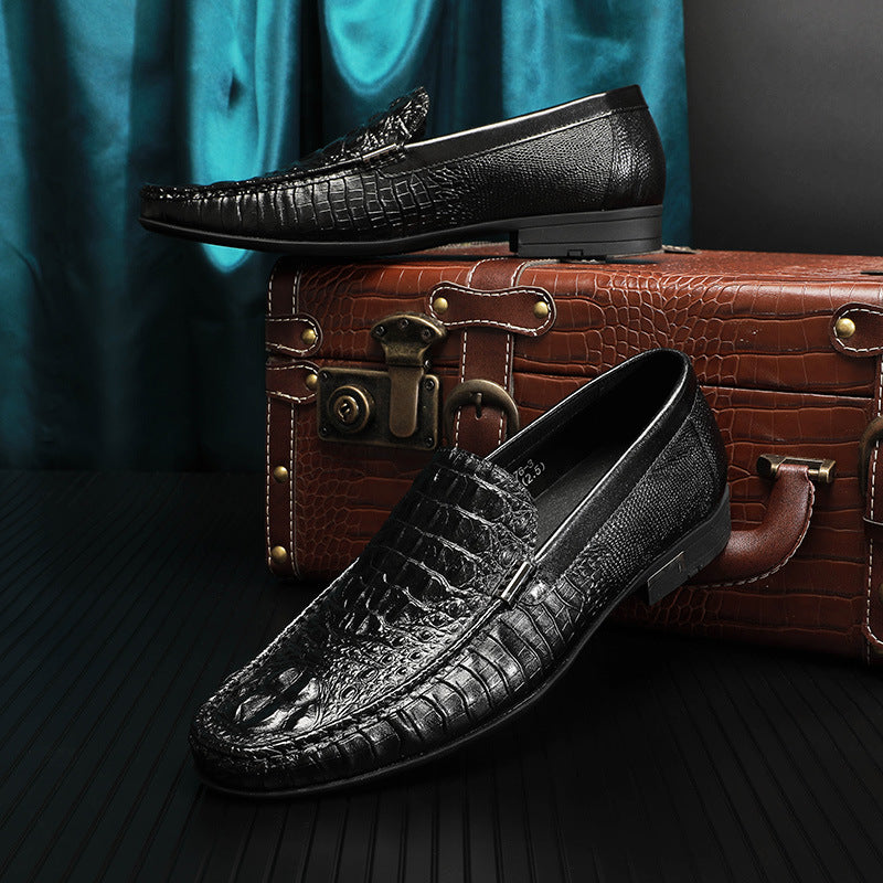 Men Classic Embossing Cowhide Casual Slip-On Loafers-RAIIFY