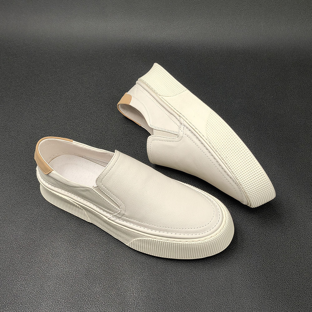 Men Minimalist Leather Flat Casual Loafers-RAIIFY