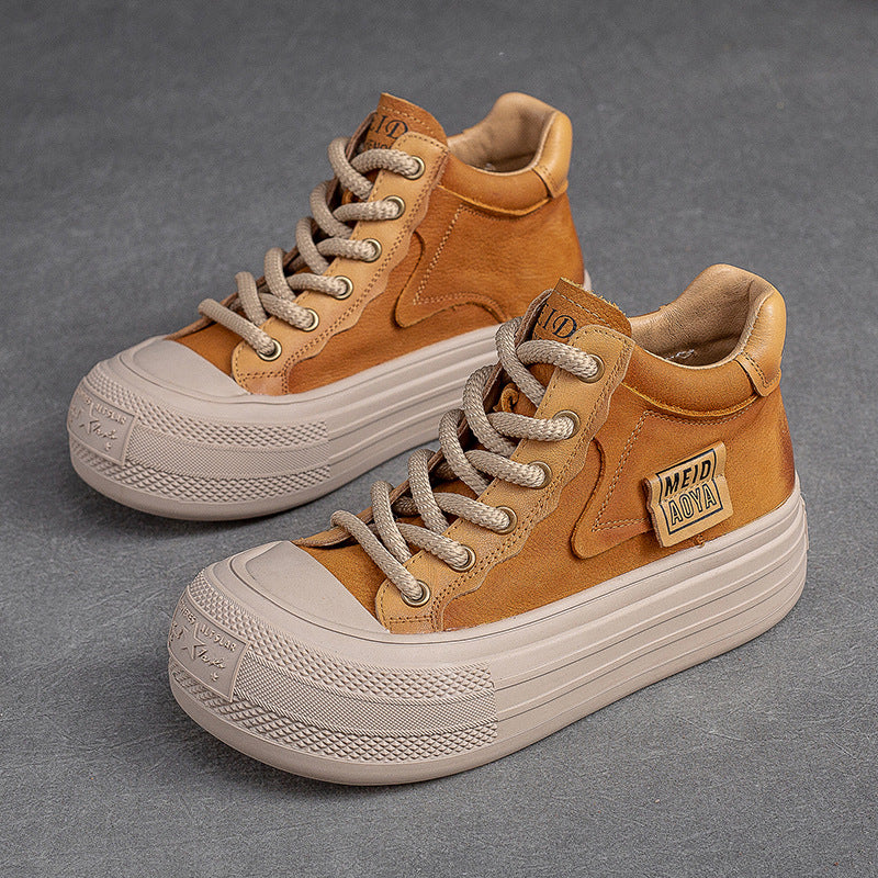 Women Stylish Fashion Leather High Top Casual Shoes-RAIIFY