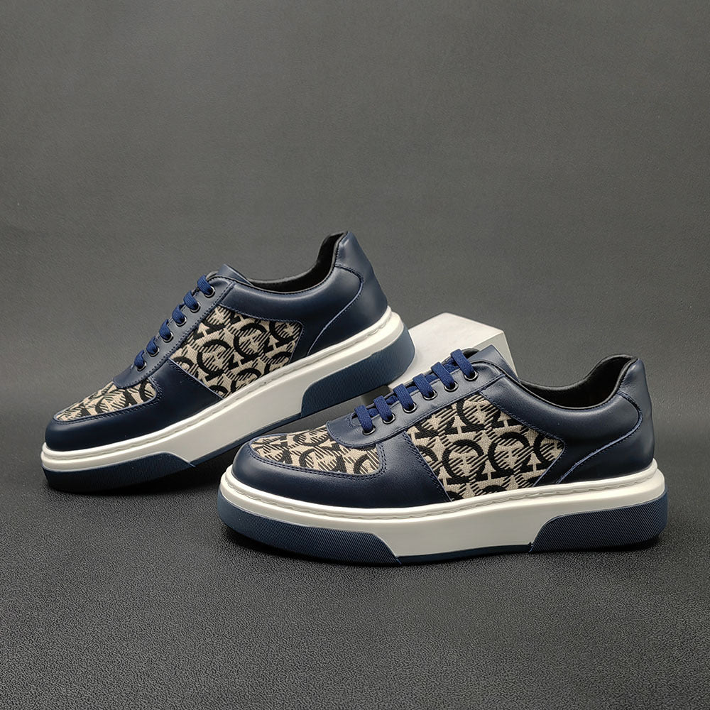 Men Fashion Leather Flat Casual Sneakers-RAIIFY