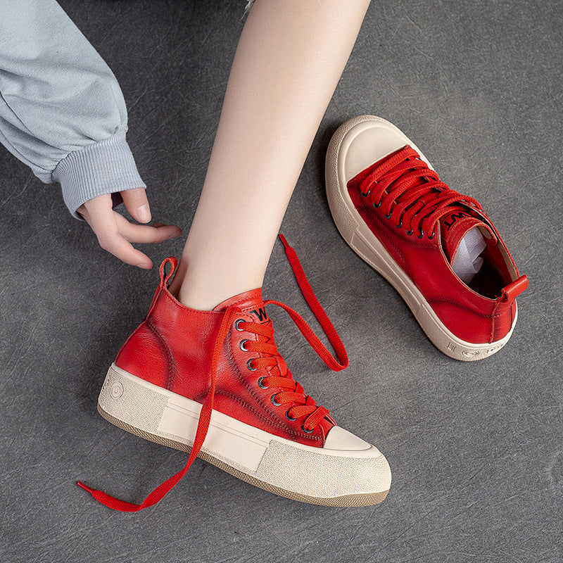 Women Stylish Casual Leather Flat Ankle Boots-RAIIFY