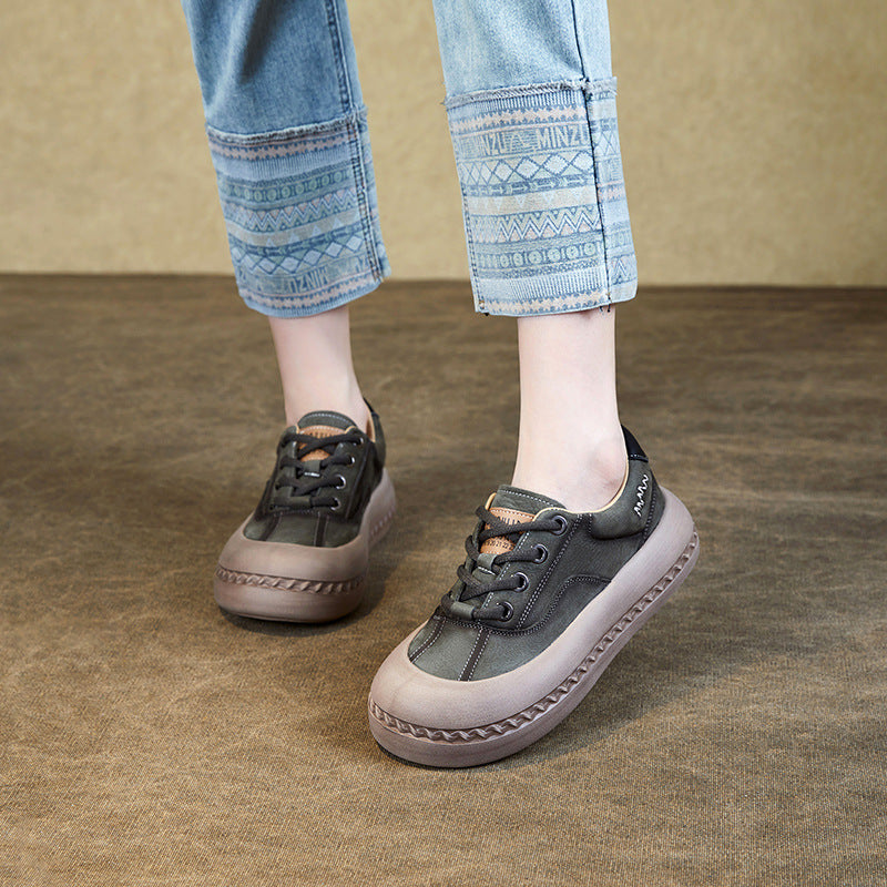 Women Retro Fashion Leather Casual Shoes-RAIIFY