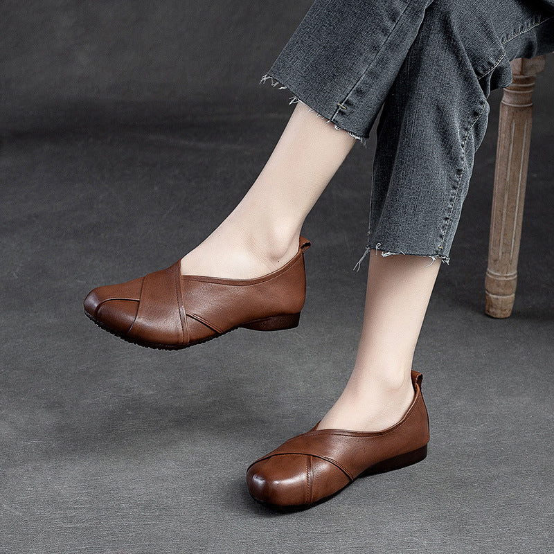 Women Solid Soft Leather Casual Flats-RAIIFY