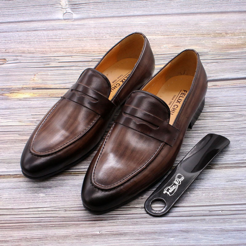 Men Cowhide Casual Leather Retro Loafers-RAIIFY