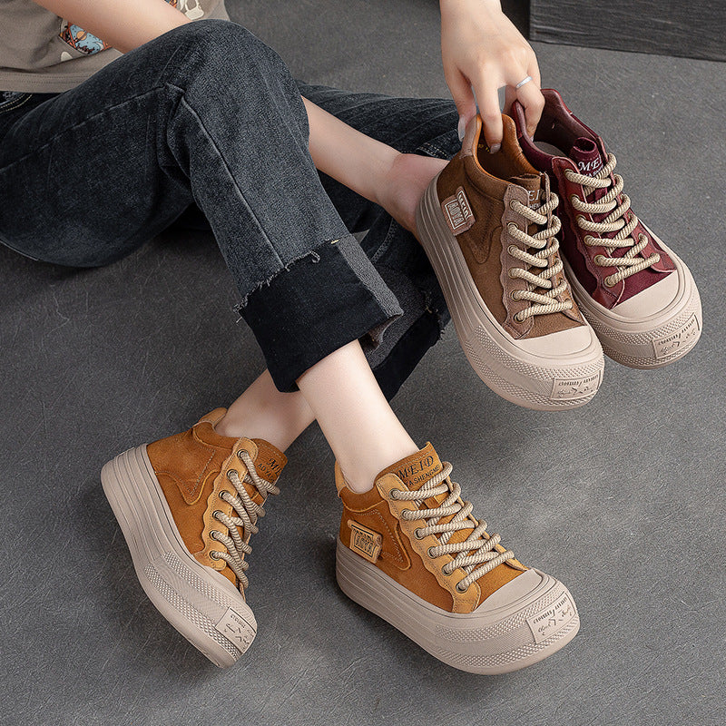 Women Stylish Fashion Leather High Top Casual Shoes-RAIIFY