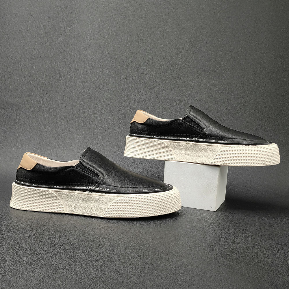 Men Minimalist Leather Flat Casual Loafers-RAIIFY