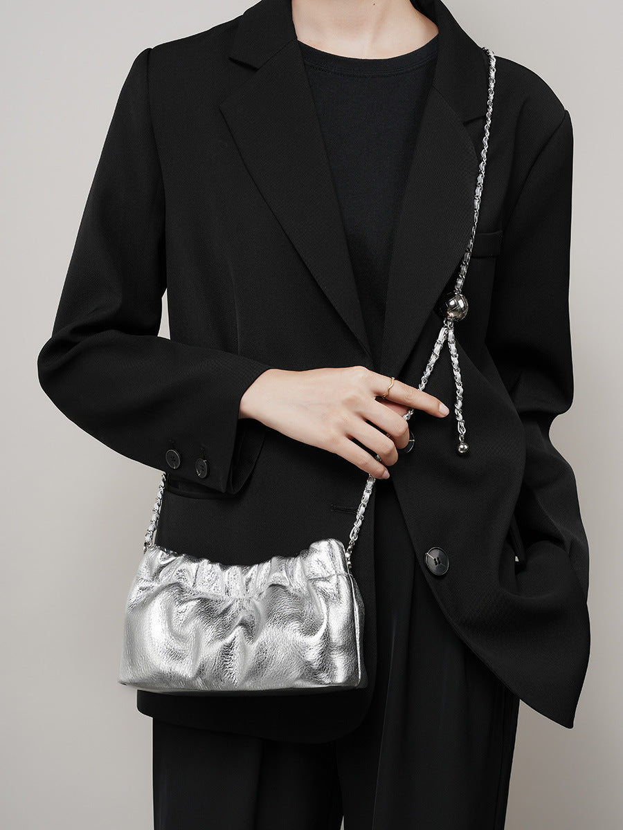 Women Minimalist Soft Leather Chain Strap Cross Body Bag-RAIIFY