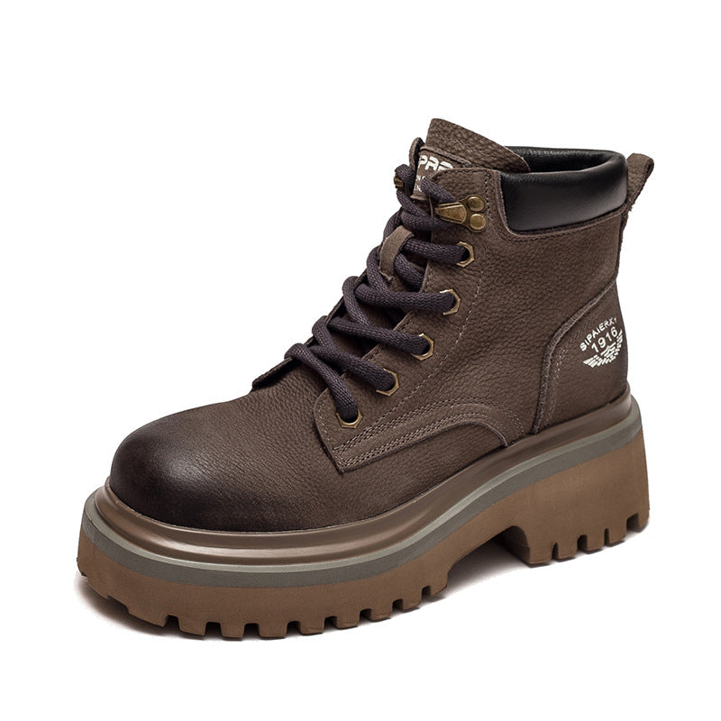 Women Classic Casual Leather Thick Soled Boots-RAIIFY