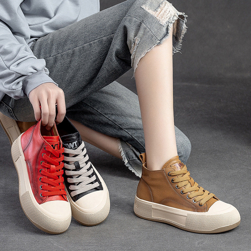 Women Stylish Casual Leather Flat Ankle Boots-RAIIFY
