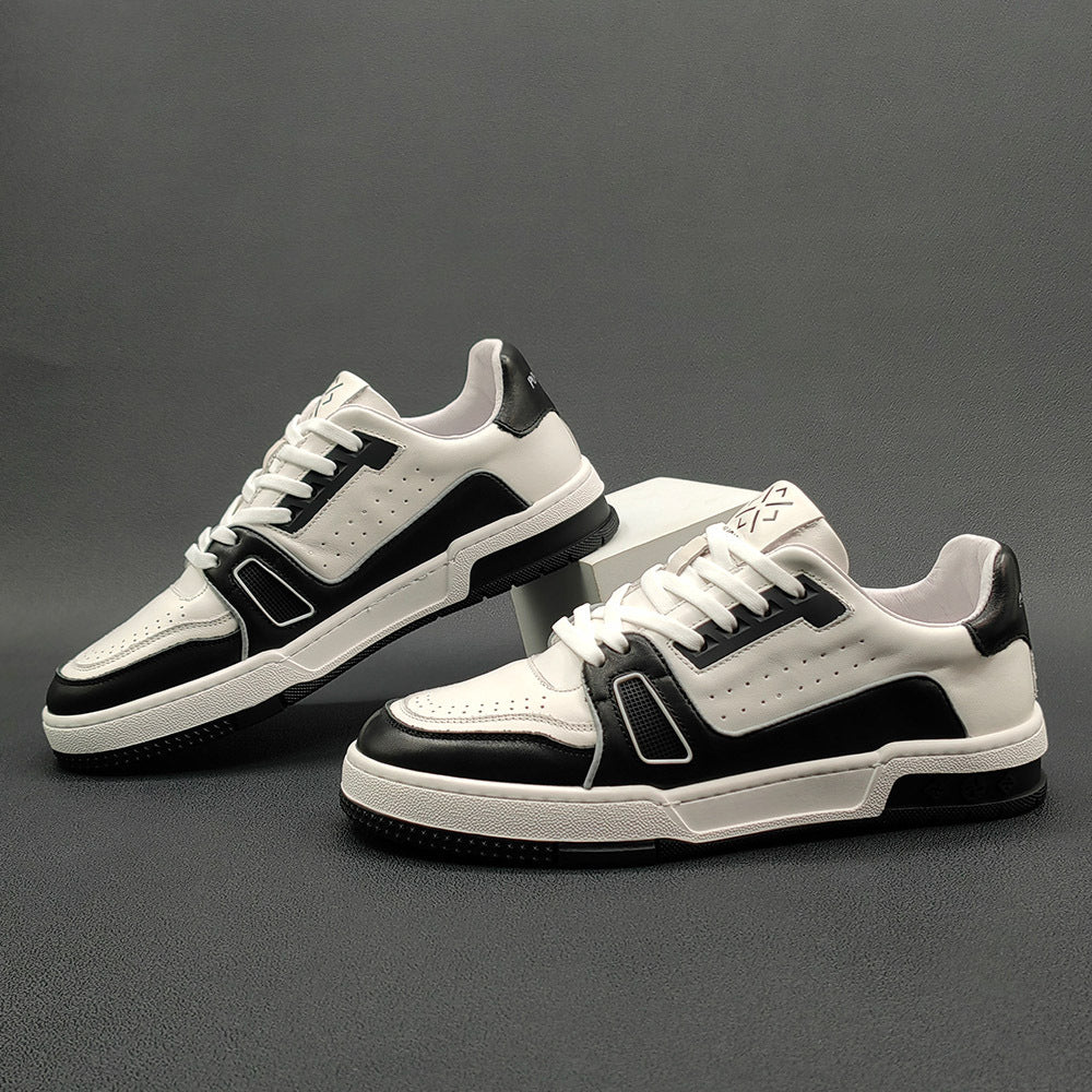 Men Stylish Breath Leather Flat Casual Sneakers-RAIIFY