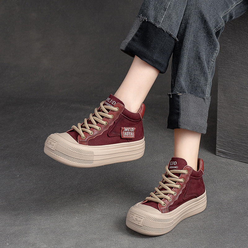 Women Stylish Fashion Leather High Top Casual Shoes-RAIIFY