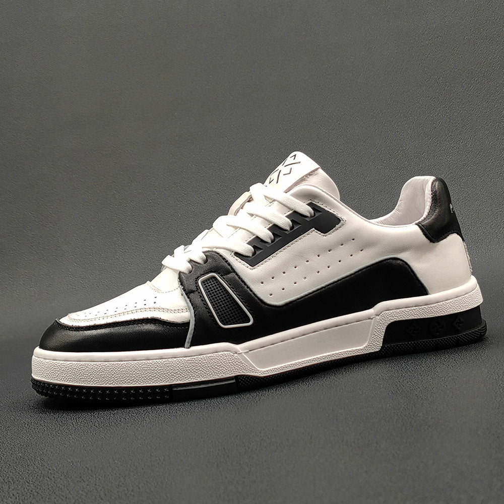 Men Stylish Breath Leather Flat Casual Sneakers-RAIIFY