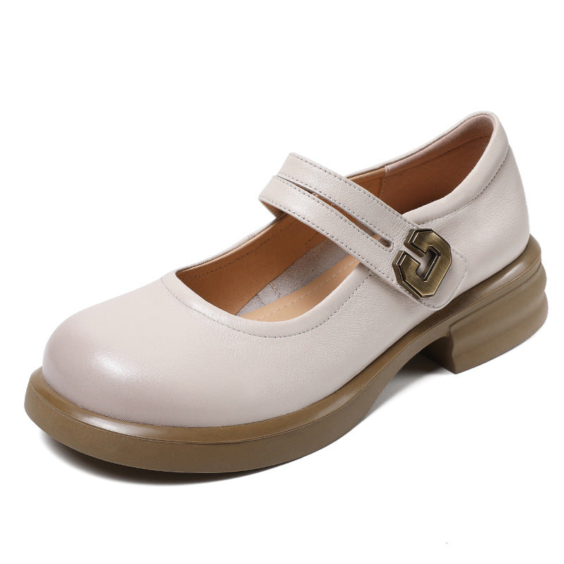 Women Minimalist Leather Casual Mary Jane Shoes-RAIIFY