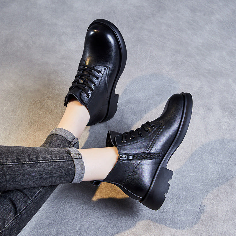 Women Minimalist Soft Cowhide Leather Ankle Boots-RAIIFY