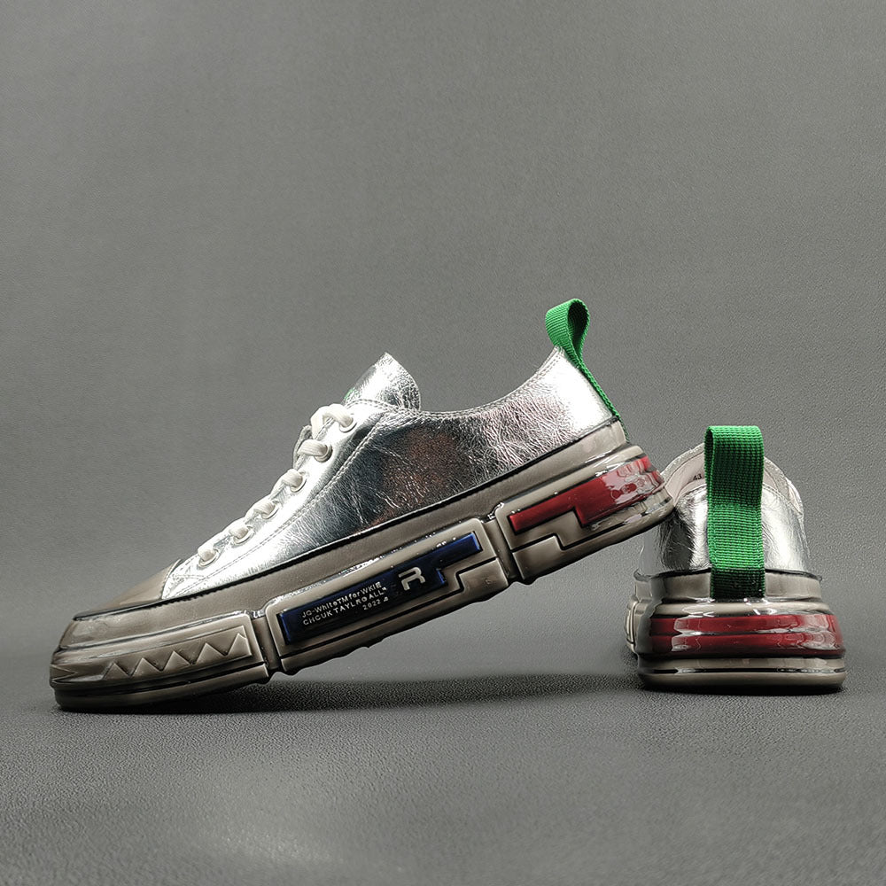 Men Fashion Glued Leather Casual Sneakers-RAIIFY