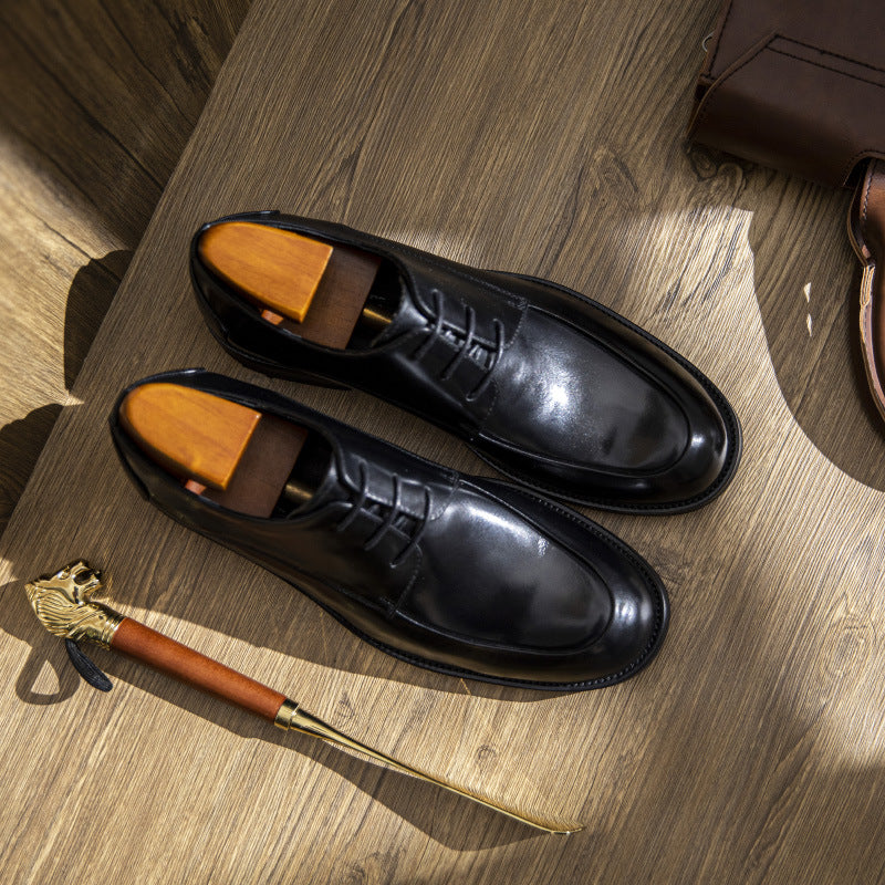 Men Plain Cowhide Oxford Dress Shoes-RAIIFY