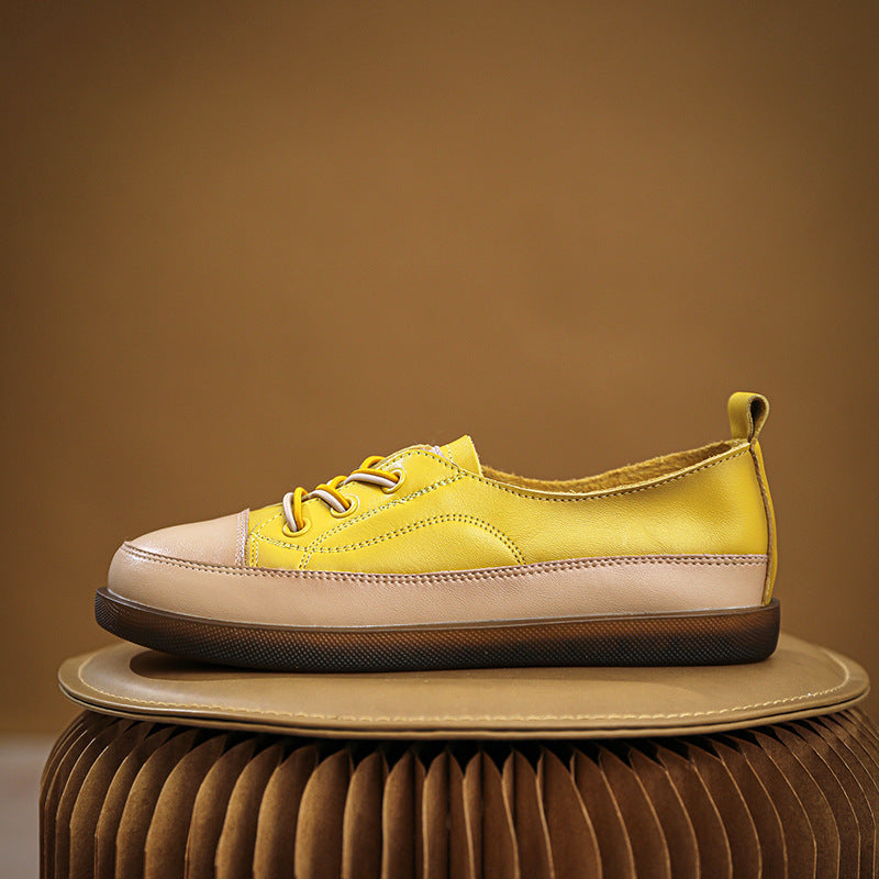 Women Retro Leather Minimalist Soft Flat Casual Shoes-RAIIFY