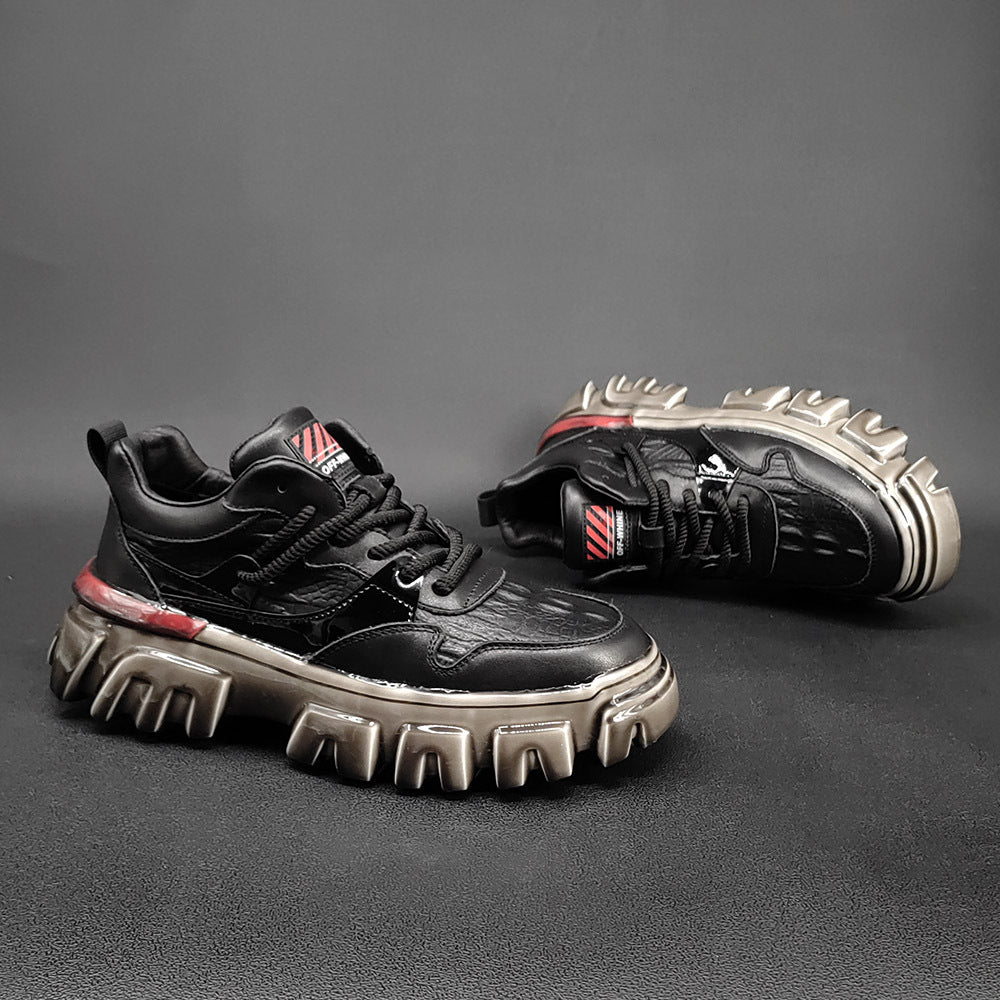 Men Fashion Leather Patchwork Thick Soled Casual Shoes-RAIIFY