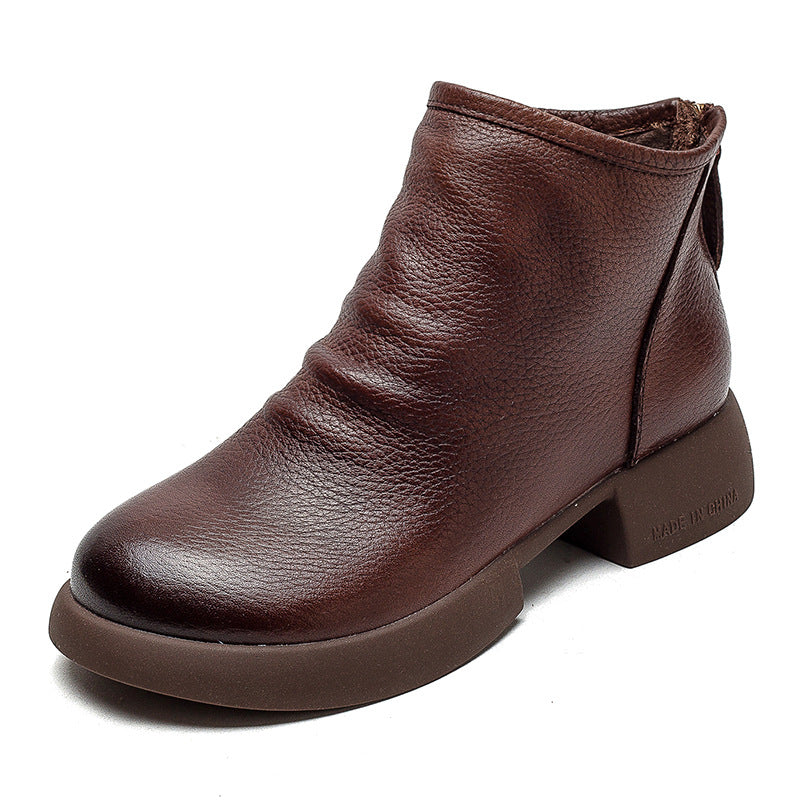 Women Minimalist Soft Leather Casual Ankle Boots-RAIIFY