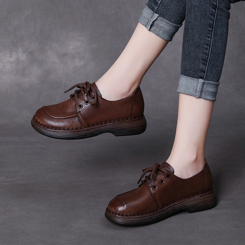 Women Handmade Soft Leather Retro Casual Shoes-RAIIFY