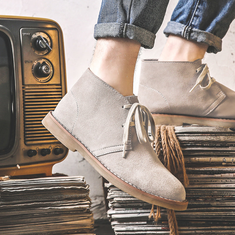 Men Spring Autumn Casual Solid Leather Ankle Boots-RAIIFY