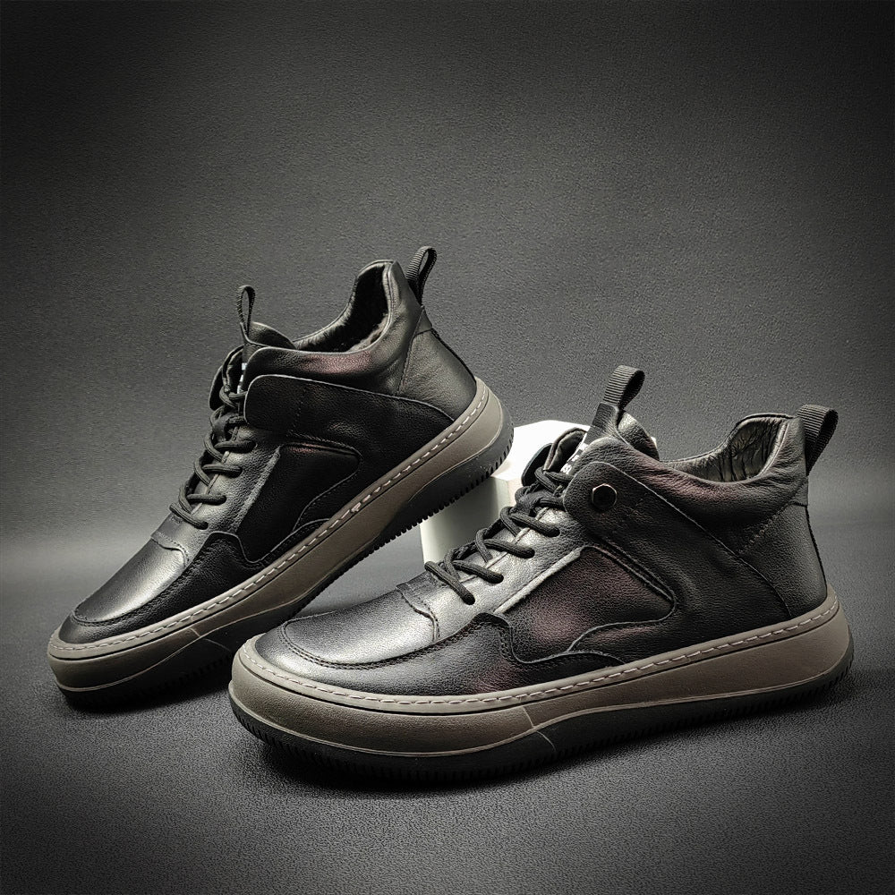 Men Minimalist Leather Flat Casual Work Shoes-RAIIFY