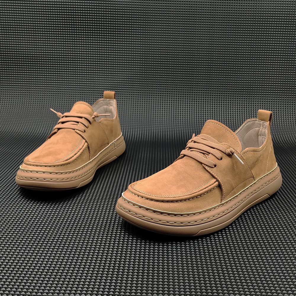 Men Minimalist Solid Leather Flat Casual Shoes-RAIIFY