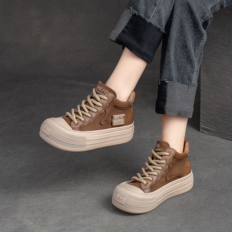 Women Stylish Fashion Leather High Top Casual Shoes-RAIIFY