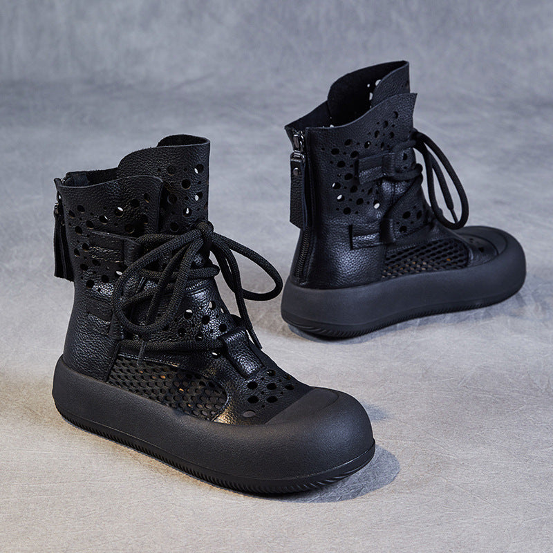 Women Retro Hollow Breathable Flat Summer Boots-RAIIFY