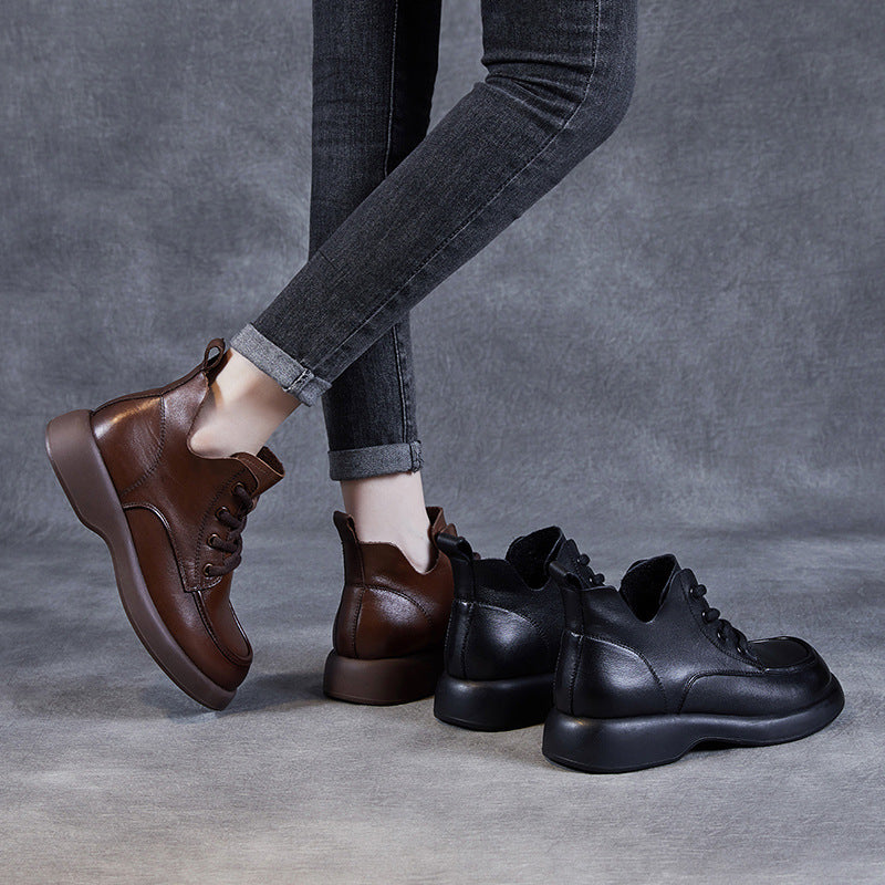 Women Retro Minimalist Soft Leather Ankle Boots-RAIIFY