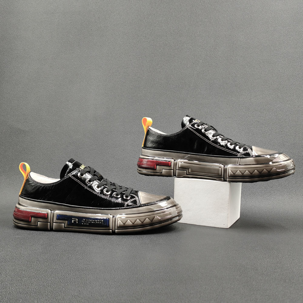 Men Fashion Glued Leather Casual Sneakers-RAIIFY