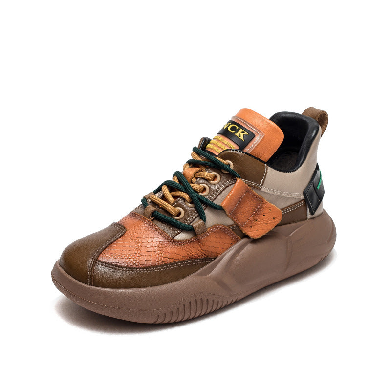 Women Casual Retro Patchwork Leather Sneakers-RAIIFY