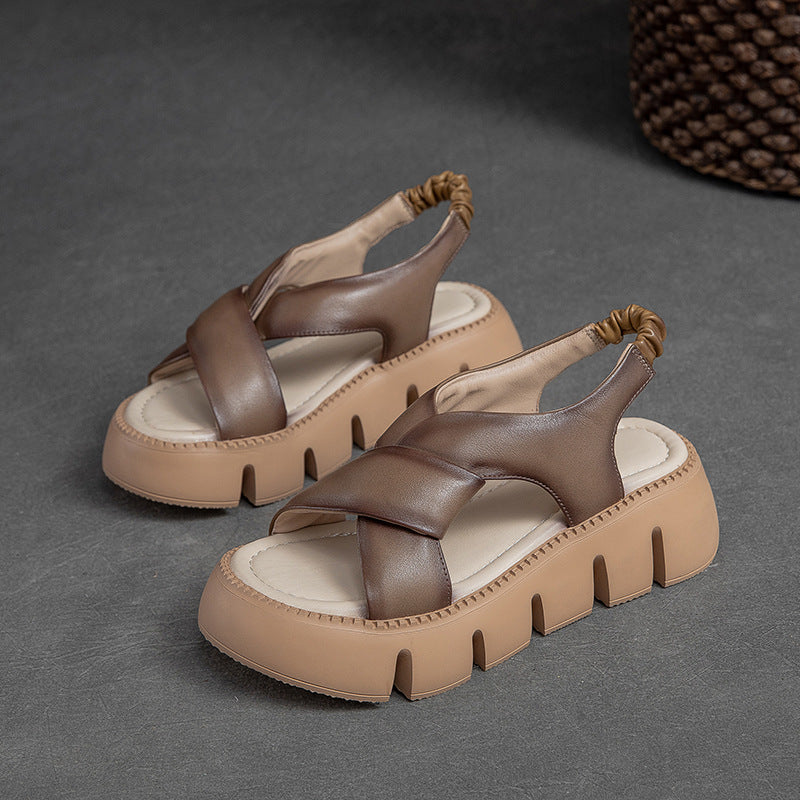 Women Summer Platform Casual Leather Sandals-RAIIFY