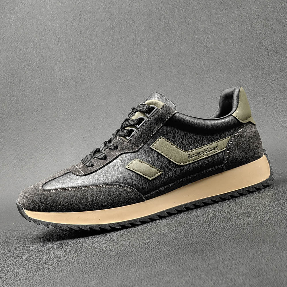Men Fashion Patchwork Cowhide Flat Casual Sneakers-RAIIFY