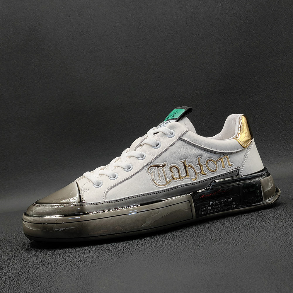 Men Fashion Glossy Soft Leather Casual Sneakers-RAIIFY