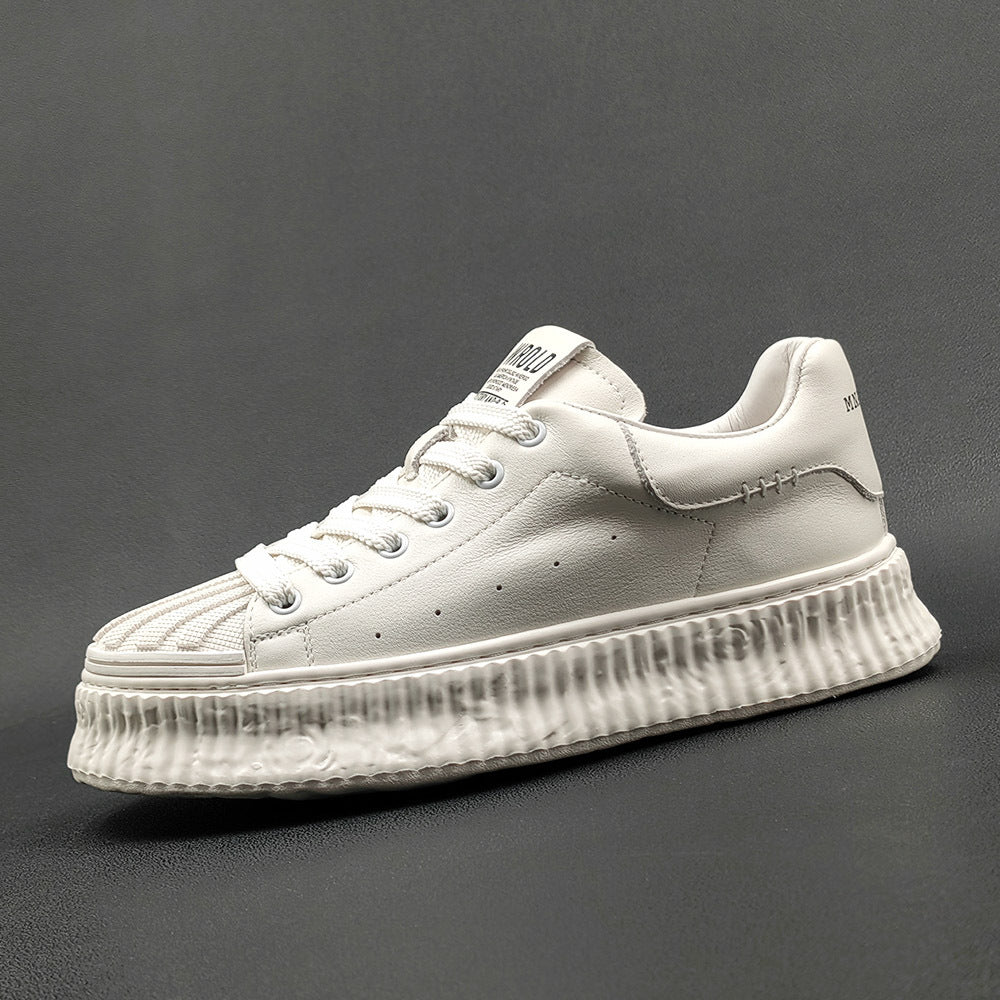 Men Fashion Leather Thick Soled Casual Sneakers-RAIIFY