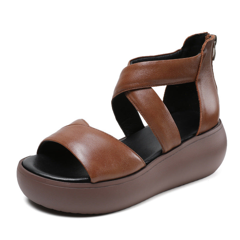 Women Summer Soft Leather Comfort Platform Sandals-RAIIFY
