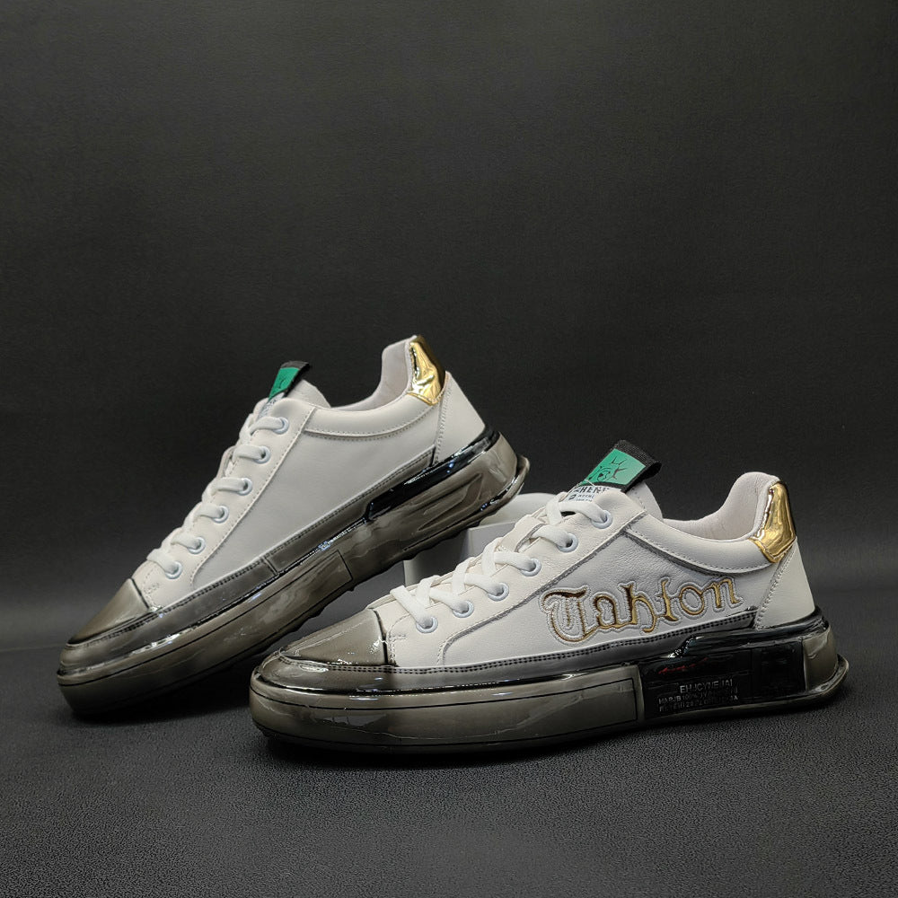 Men Fashion Glossy Soft Leather Casual Sneakers-RAIIFY