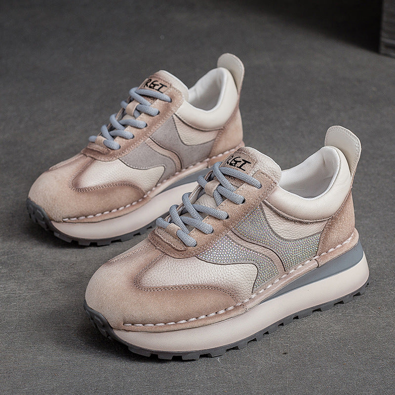 Women Stylish Leather Patchwork Casual Sneakers-RAIIFY