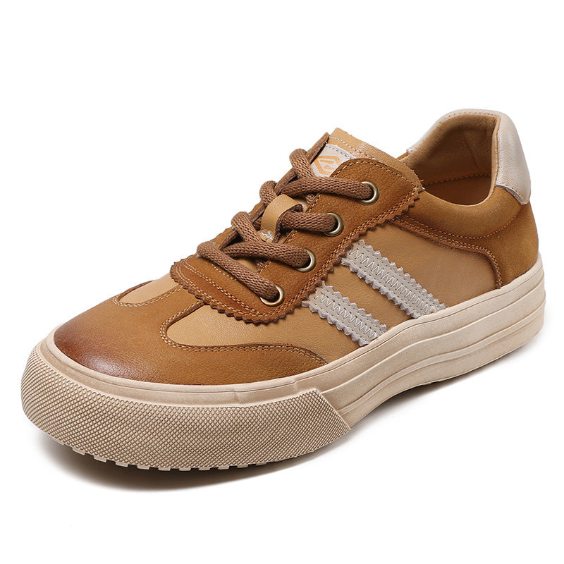 Women Handmade Color Matching Leather Casual Training Shoes-RAIIFY