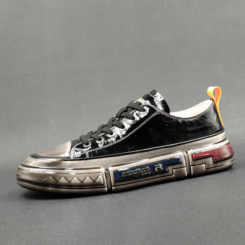 Men Fashion Glued Leather Casual Sneakers-RAIIFY
