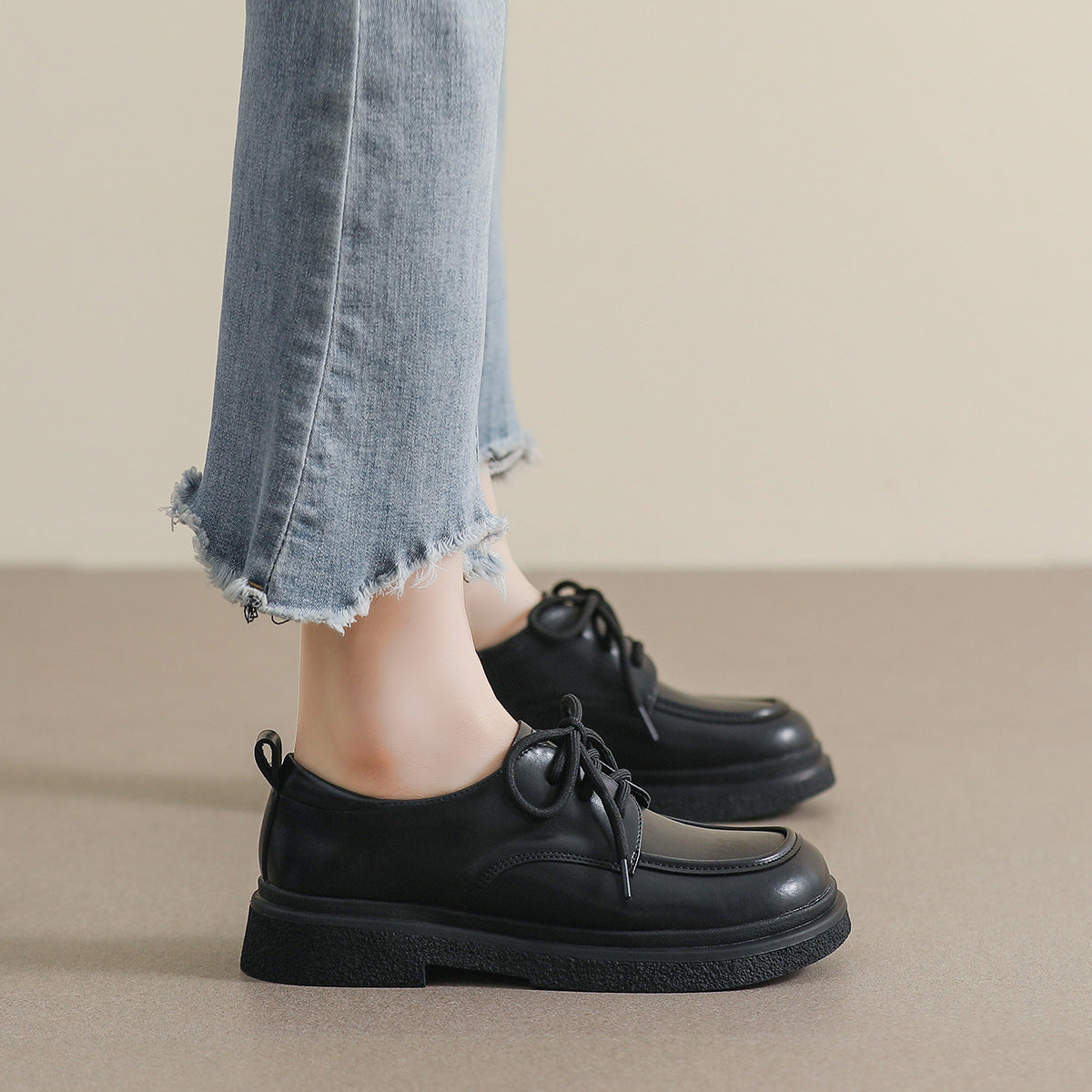 Women Minimalist Retro Lace-up Soft Loafers-RAIIFY