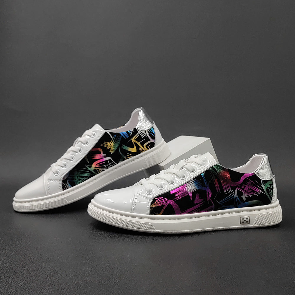 Men Stylish Fashion Print Leather Flat Casual Shoes-RAIIFY