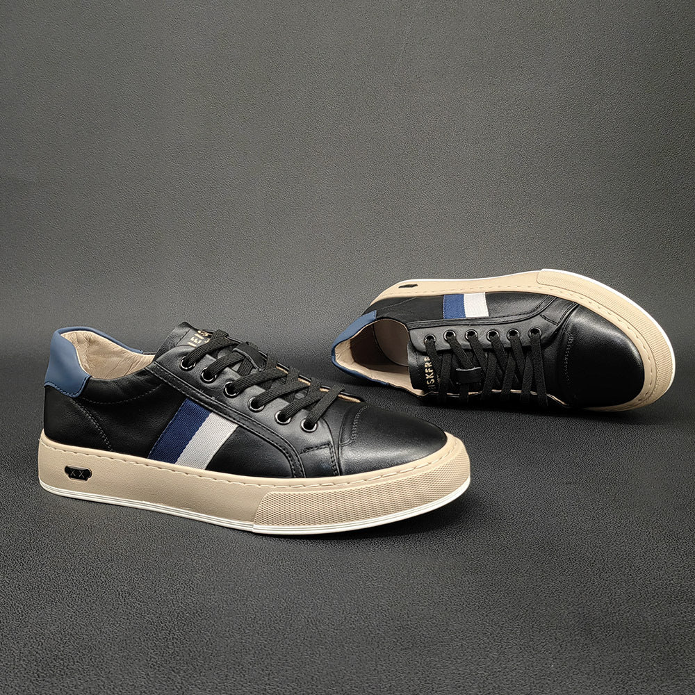 Men Fashion Casual Leather Flat Court Sneakers-RAIIFY