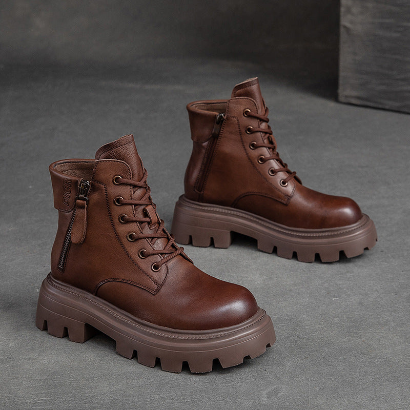 Women Casual Minimalist Soft Leather Boots-RAIIFY