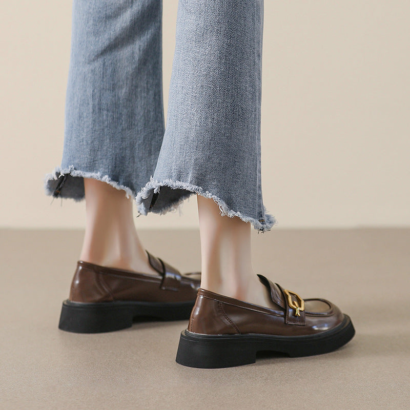Women Retro Lug Sole Comfort Loafers-RAIIFY