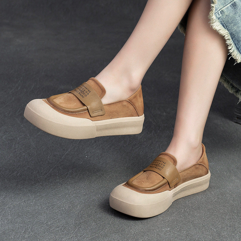 Women Minimalist Leather Flat Casual Shoes-RAIIFY