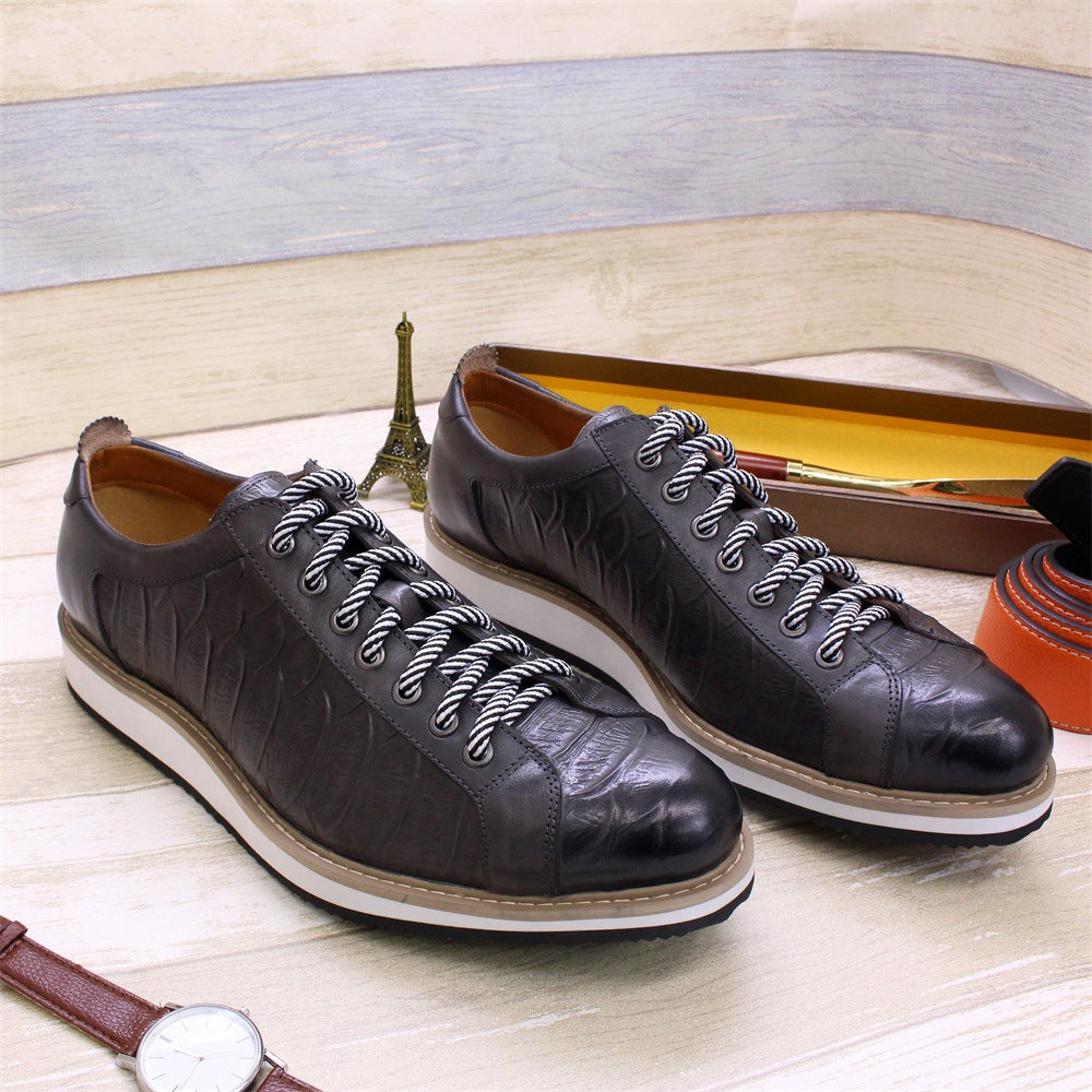 Men Retro Figured Leather Casual Shoes-RAIIFY