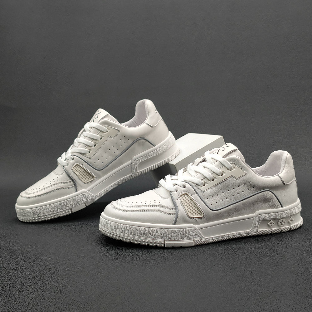 Men Stylish Breath Leather Flat Casual Sneakers-RAIIFY